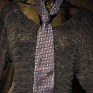 DANIEL CRAIG BLUE GEOMETRIC ITALIAN SILK TIE